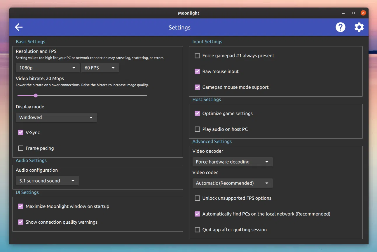 Moonlight PC Linux