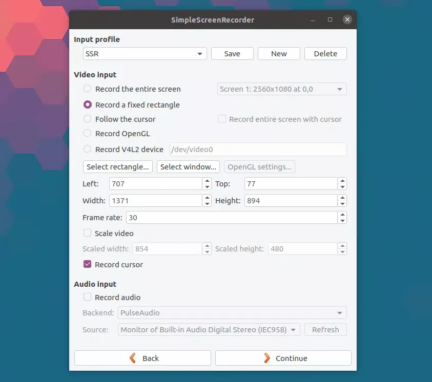 Gravador de tela simples para Linux