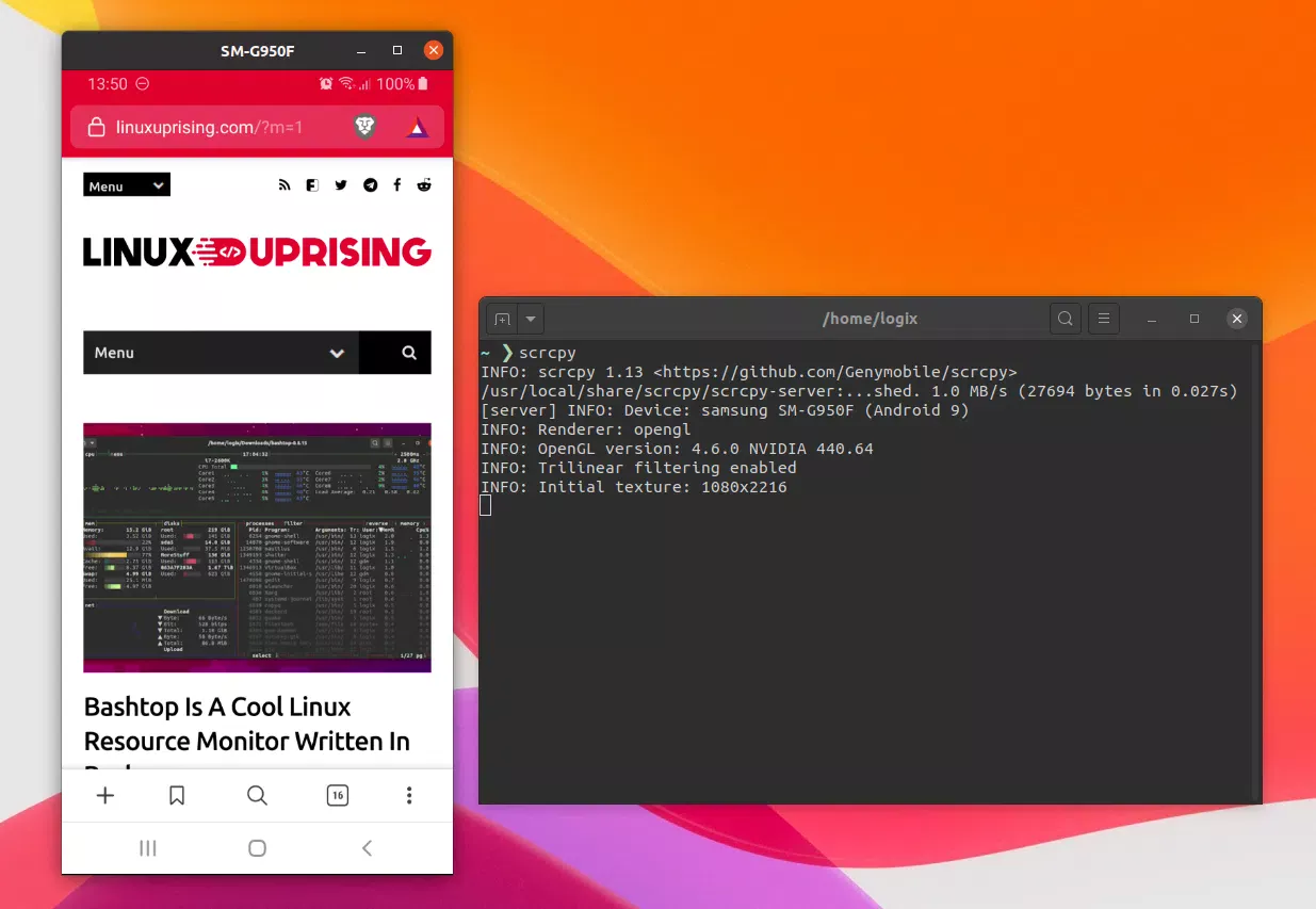scrcpy 1.13