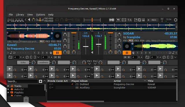 Mixxx usando a skin tango