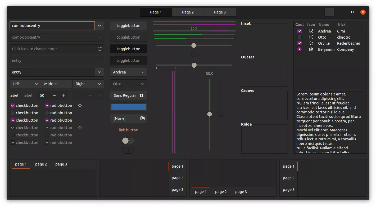 Ubuntu Yaru tema aubergine