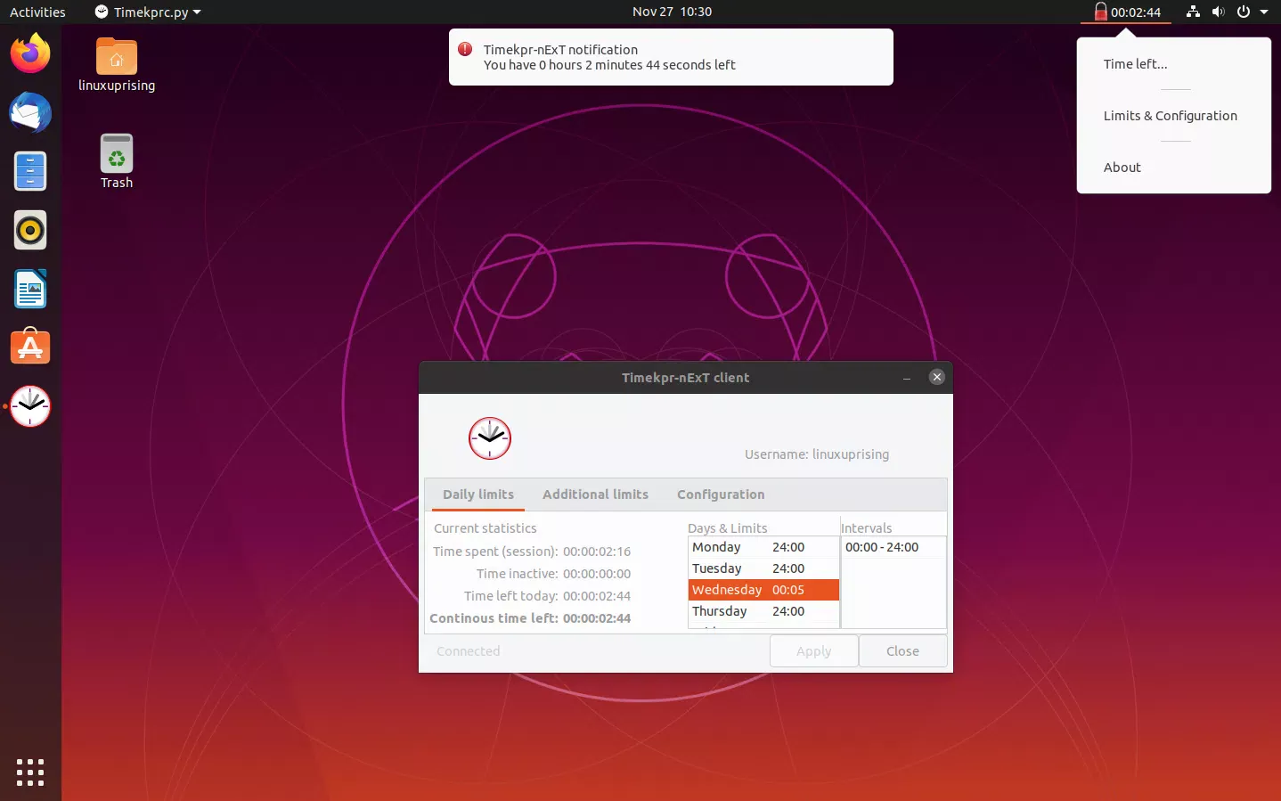Timekpr-next client