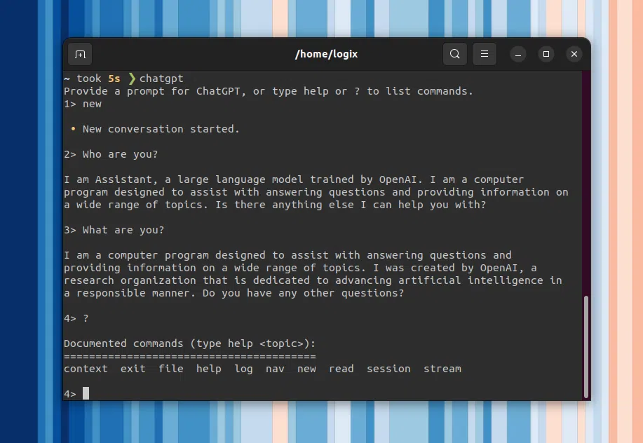 linha de comando chatgpt