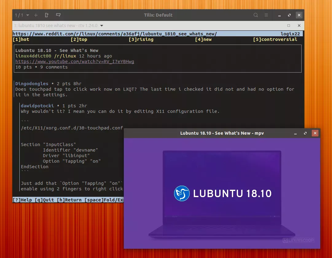 Mídia externa do Reddit Terminal Viewer