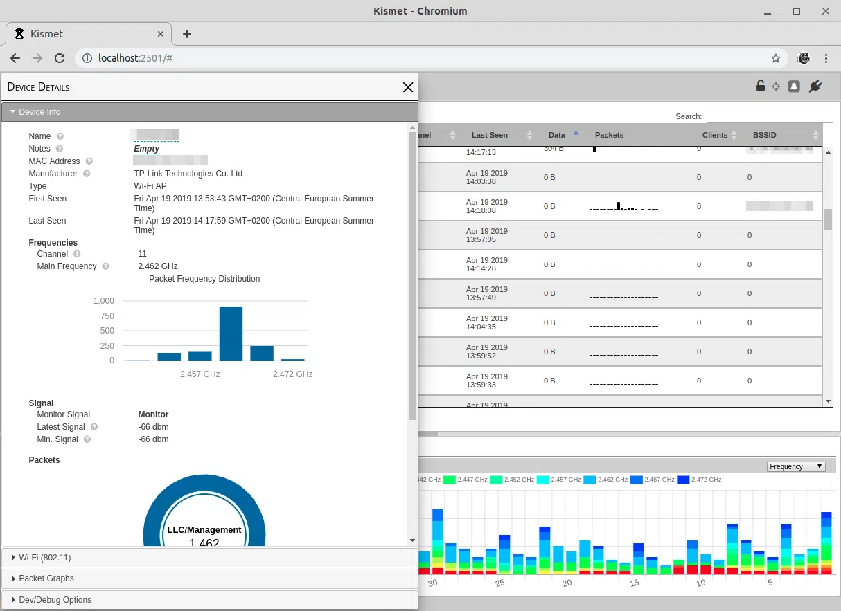 Kismet web ui