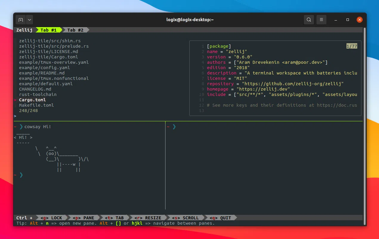 Zellij Frold Terminal Multiplexer